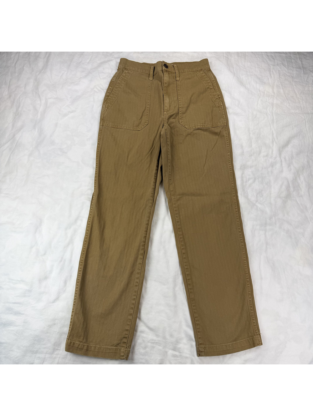 Madewell Perfect Vintage Straight Workwear Pants 25 Warm Hickory Herringbone Tan